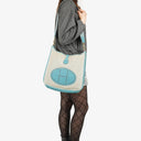 Hermes Evelyne I 32 Clemence Bleu Jean Toile and Leather Bag