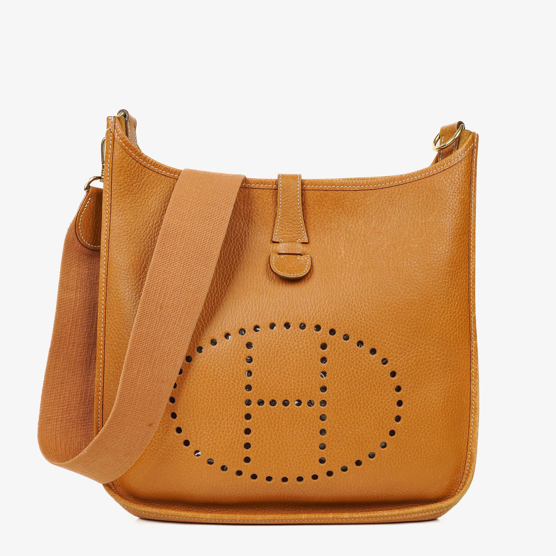 Hermes Evelyne I 32 Gold Taurillon Clemence Leather Shoulder Bag