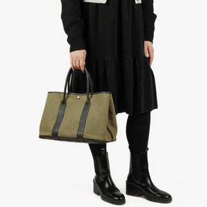 Hermes Garden Party 36 PM Büffelleder und Canvas Handtasche