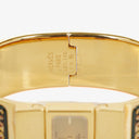 Hermes Green Equestrian Enamel and Gold Plated Loquet Bangle Quartz Watch L01.100