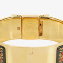 Hermes Green Equestrian Enamel and Gold Plated Loquet Bangle Quartz Watch L01.100