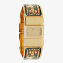 Hermes Green Equestrian Enamel and Gold Plated Loquet Bangle Quartz Watch L01.201