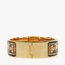 Hermes Green Equestrian Enamel and Gold Plated Loquet Bangle Quartz Watch L01.201