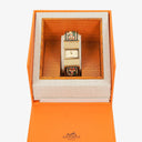 Hermes Green Equestrian Enamel and Gold Plated Loquet Bangle Quartz Watch L01.201