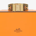Hermes Green Equestrian Enamel and Gold Plated Loquet Bangle Quartz Watch L01.201