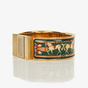 Hermes Green Equestrian Enamel and Gold Plated Loquet Bangle Quartz Watch L01.201