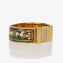 Hermes Green Equestrian Enamel and Gold Plated Loquet Bangle Quartz Watch L01.201