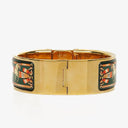 Hermes Green Equestrian Enamel and Gold Plated Loquet Bangle Quartz Watch L01.201