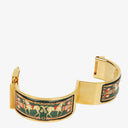 Hermes Green Equestrian Enamel and Gold Plated Loquet Bangle Quartz Watch L01.201