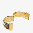 Hermes Green Equestrian Enamel and Gold Plated Loquet Bangle Quartz Watch L01.201