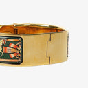 Hermes Green Equestrian Enamel and Gold Plated Loquet Bangle Quartz Watch L01.201