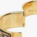 Hermes Green Equestrian Enamel and Gold Plated Loquet Bangle Quartz Watch L01.201