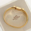 Hermes Green Equestrian Enamel and Gold Plated Loquet Bangle Quartz Watch L01.201