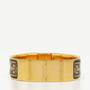 Hermes Green Equestrian Enamel and Gold Plated Loquet Bangle Quartz Watch L01.201