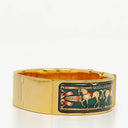 Hermes Green Equestrian Enamel and Gold Plated Loquet Bangle Quartz Watch L01.201