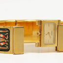 Hermes Green Equestrian Enamel and Gold Plated Loquet Bangle Quartz Watch L01.201