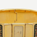 Hermes Green Equestrian Enamel and Gold Plated Loquet Bangle Quartz Watch L01.201