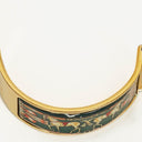 Hermes Green Equestrian Enamel and Gold Plated Loquet Bangle Quartz Watch L01.201