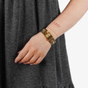 Hermes Green Equestrian Enamel and Gold Plated Loquet Bangle Quartz Watch L01.201