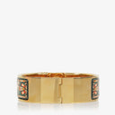 Hermes Green Equestrian Enamel and Gold Plated Loquet Bangle Quartz Watch L01.201