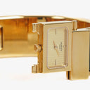 Hermes Green Equestrian Enamel and Gold Plated Loquet Bangle Quartz Watch L01.201
