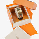 Hermes Green Equestrian Enamel and Gold Plated Loquet Bangle Quartz Watch L01.201