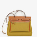 Hermes Herbag 31 Zip Retourne PM Vache Hunter Military Toile Ginger Naturel