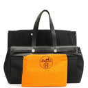 Hermes Herbag Cabas Black Toile Vache Hunter MM 2 In 1 Bag