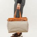 Hermes Herbag Cabas Canvas Vache Hunter MM 2 In 1 Bag