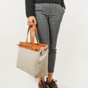 Hermes Herbag Cabas Canvas Vache Hunter MM 2 In 1 Bag