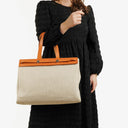 Hermes Herbag Cabas Canvas Vache Hunter MM 2 In 1 Bag