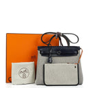 Hermès Herbag Horseshoe Stamp (HSS) Zip PM In Bleu Indigo Vache Hunter And Criss Viking Toile With Palladium Hardware