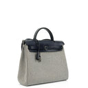 Hermès Herbag Horseshoe Stamp (HSS) Zip PM In Bleu Indigo Vache Hunter And Criss Viking Toile With Palladium Hardware
