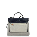 Hermès Herbag Horseshoe Stamp (HSS) Zip PM In Bleu Indigo Vache Hunter And Criss Viking Toile With Palladium Hardware