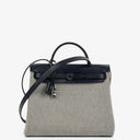 Hermès Herbag Horseshoe Stamp (HSS) Zip PM In Bleu Indigo Vache Hunter And Criss Viking Toile With Palladium Hardware