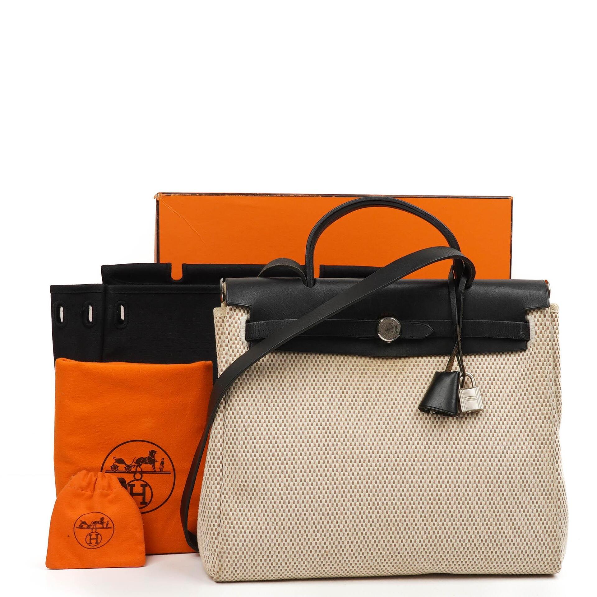 Hermes Herbag Natural Toile Vache Hunter MM 2 In 1 Bag