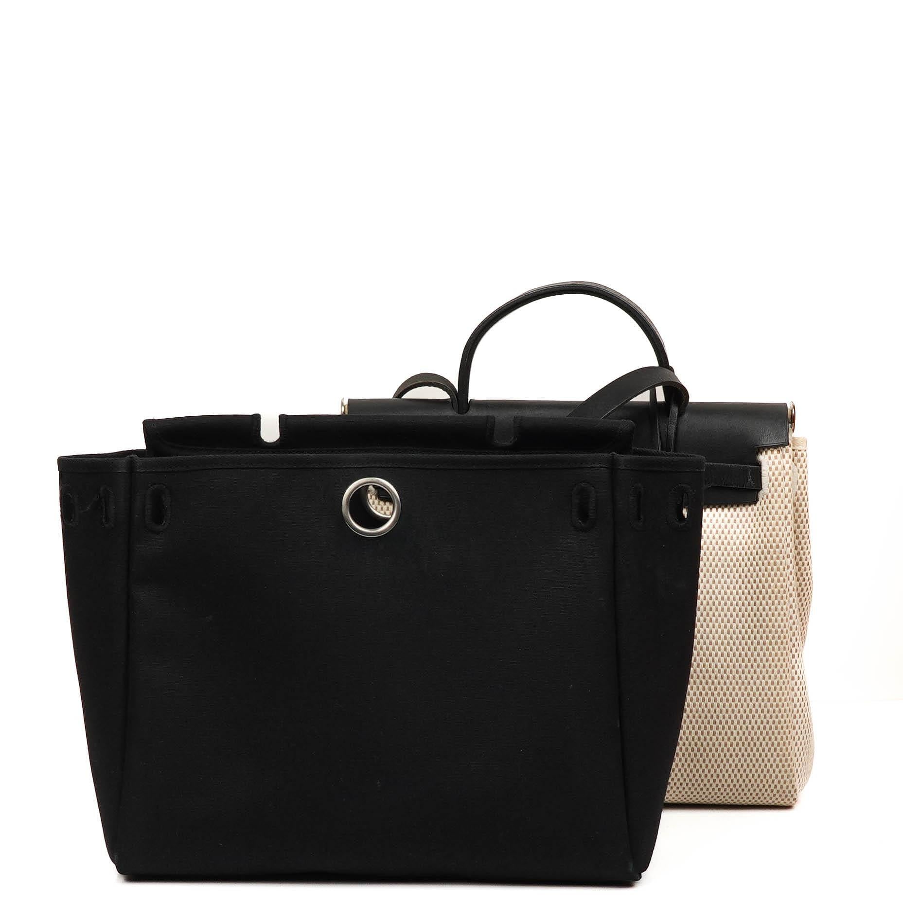 Hermes Herbag Natural Toile Vache Hunter MM 2 In 1 Bag