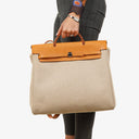 Hermes Herbag Natural Toile Vache Hunter MM 2 In 1 Bag