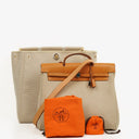 Hermes Herbag Natural Toile Vache Hunter MM 2 In 1 Bag