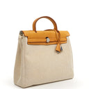 Hermes Herbag PM Vache Hunter Criss Viking 30 Ecru Beige Naturel With Palladium Hardware
