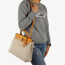 Hermes Herbag PM Vache Hunter Criss Viking 30 Ecru Beige Naturel With Palladium Hardware