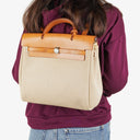 Hermes Herbag PM Vache Hunter Criss Viking Ecru Beige Naturel 2 Way Backpack