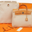 Hermes Herbag PM Vache Hunter Criss Viking Ecru Beige Naturel 2 Way Backpack
