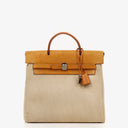 Hermes Herbag PM Vache Hunter Criss Viking Ecru Beige Naturel 2 Way Backpack With Palladium Hardware