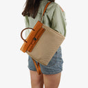 Hermes Herbag PM Vache Hunter Criss Viking Ecru Beige Naturel 2 Way Backpack With Palladium Hardware