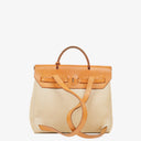 Hermes Herbag PM Vache Hunter Criss Viking Ecru Beige Naturel 2 Way Backpack With Palladium Hardware