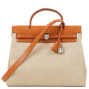 Hermes Herbag PM Vache Hunter Toile Canvas 30 Ecru Beige Naturel 2 Way Bag Palladium Hardware, 2000