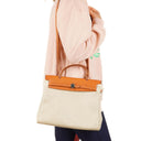 Hermes Herbag PM Vache Hunter Toile Canvas 30 Ecru Beige Naturel 2 Way Bag Palladium Hardware, 2000