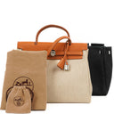 Hermes Herbag PM Vache Hunter Toile Canvas 30 Ecru Beige Naturel 2 Way Bag Palladium Hardware, 2000