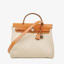 Hermes Herbag PM Vache Hunter Toile Canvas 30 Ecru Beige Naturel 2 Way Bag Palladium Hardware, 2000